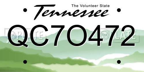 QC7O472 Tennessee License Plate