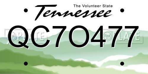 QC7O477 Tennessee License Plate