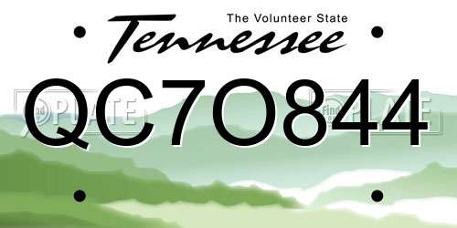 QC7O844 Tennessee License Plate