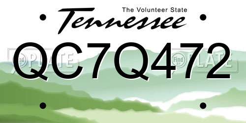 QC7Q472 Tennessee License Plate