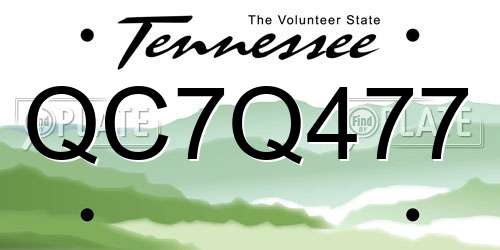 QC7Q477 Tennessee License Plate