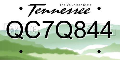 QC7Q844 Tennessee License Plate