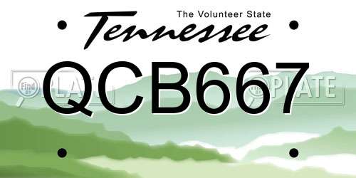 QCB667 Tennessee License Plate