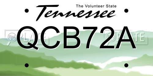 QCB72A Tennessee License Plate