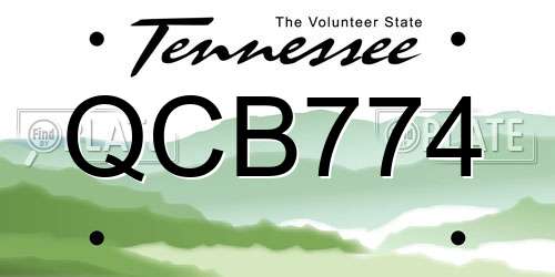 QCB774 Tennessee License Plate