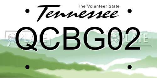 QCBG02 Tennessee License Plate