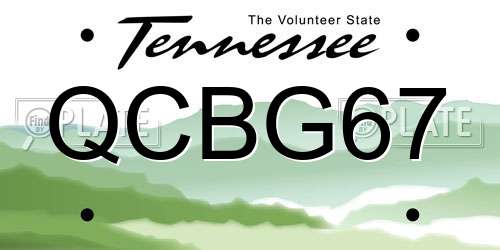 QCBG67 Tennessee License Plate