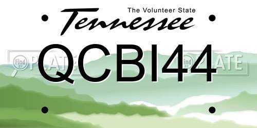 QCBI44 Tennessee License Plate