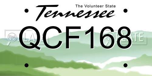 QCF168 Tennessee License Plate
