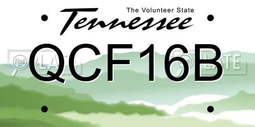 QCF16B Tennessee License Plate