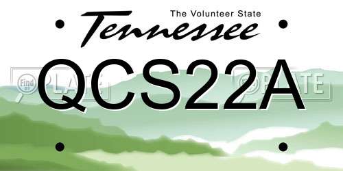 QCS22A Tennessee License Plate