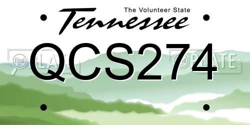 QCS274 Tennessee License Plate