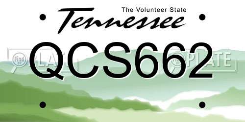 QCS662 Tennessee License Plate