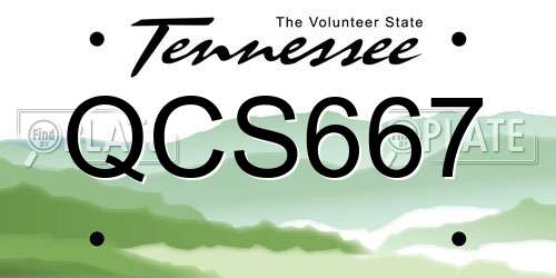 QCS667 Tennessee License Plate