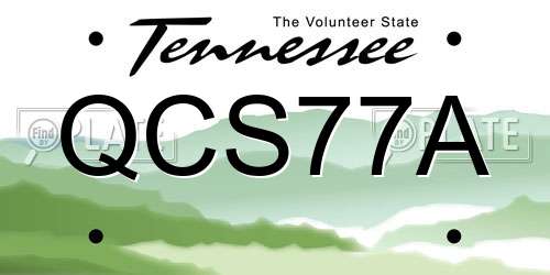 QCS77A Tennessee License Plate