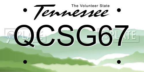 QCSG67 Tennessee License Plate