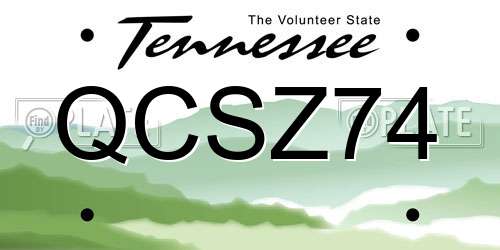 QCSZ74 Tennessee License Plate