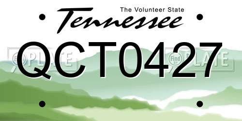 QCT0427 Tennessee License Plate
