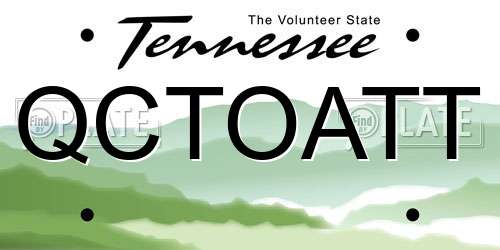 QCTOATT Tennessee License Plate