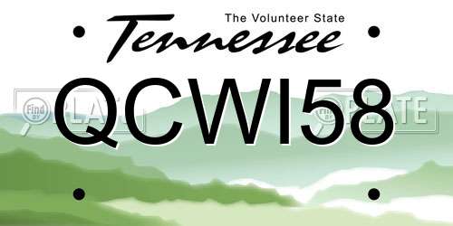 QCWI58 Tennessee License Plate