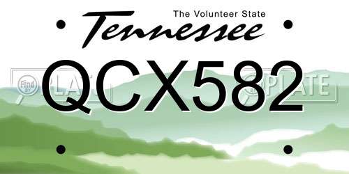 QCX582 Tennessee License Plate