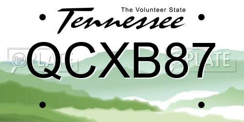 QCXB87 Tennessee License Plate