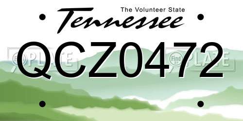 QCZ0472 Tennessee License Plate