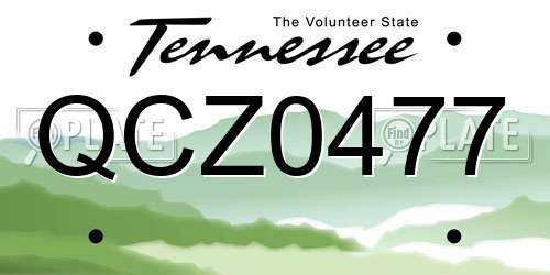 QCZ0477 Tennessee License Plate