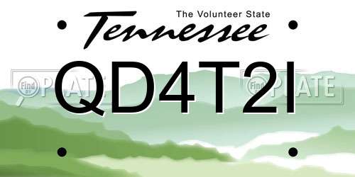QD4T2I Tennessee License Plate