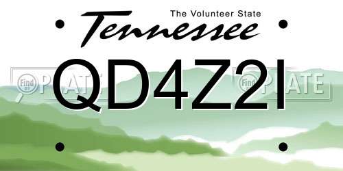 QD4Z2I Tennessee License Plate