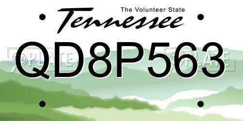 QD8P563 Tennessee License Plate
