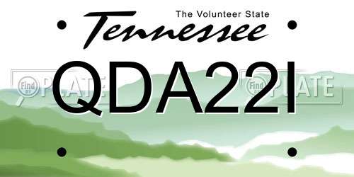 QDA22I Tennessee License Plate
