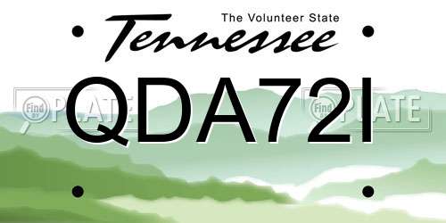 QDA72I Tennessee License Plate