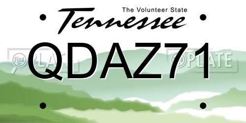 QDAZ71 Tennessee License Plate