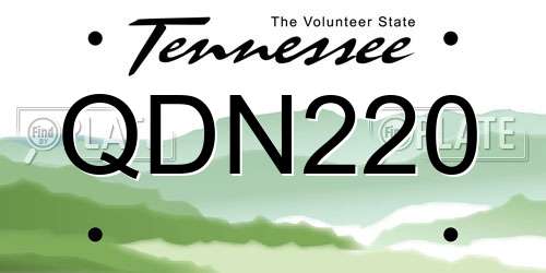 QDN220 Tennessee License Plate