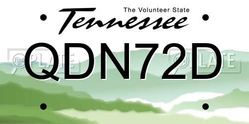 QDN72D Tennessee License Plate