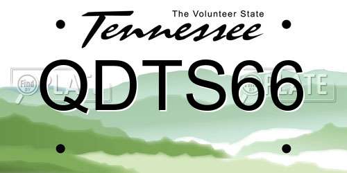 QDTS66 Tennessee License Plate