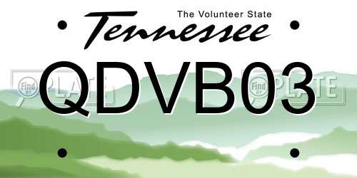 QDVB03 Tennessee License Plate