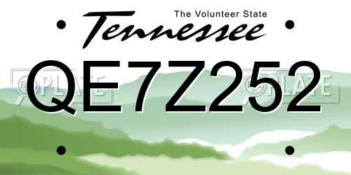 QE7Z252 Tennessee License Plate