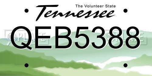 QEB5388 Tennessee License Plate