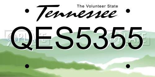 QES5355 Tennessee License Plate
