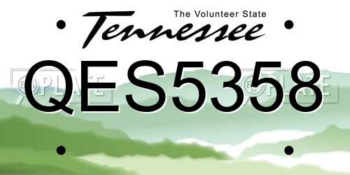 QES5358 Tennessee License Plate