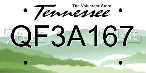QF3A167 Tennessee License Plate
