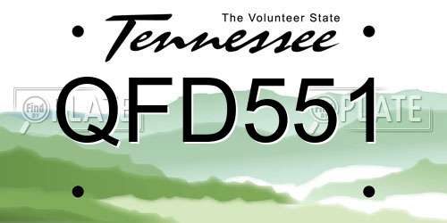 QFD551 Tennessee License Plate