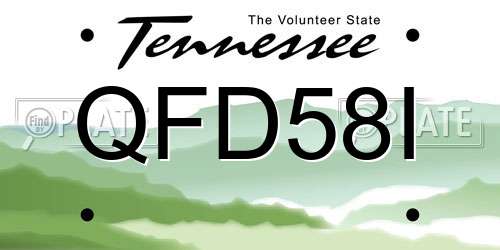 QFD58I Tennessee License Plate