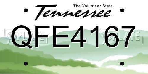 QFE4167 Tennessee License Plate