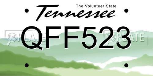 QFF523 Tennessee License Plate