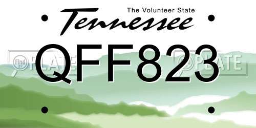 QFF823 Tennessee License Plate