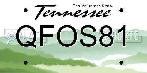 QFOS81 Tennessee License Plate