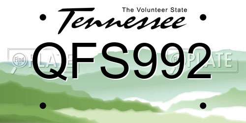 QFS992 Tennessee License Plate